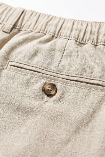Bej Keten Bermuda Şort - 4