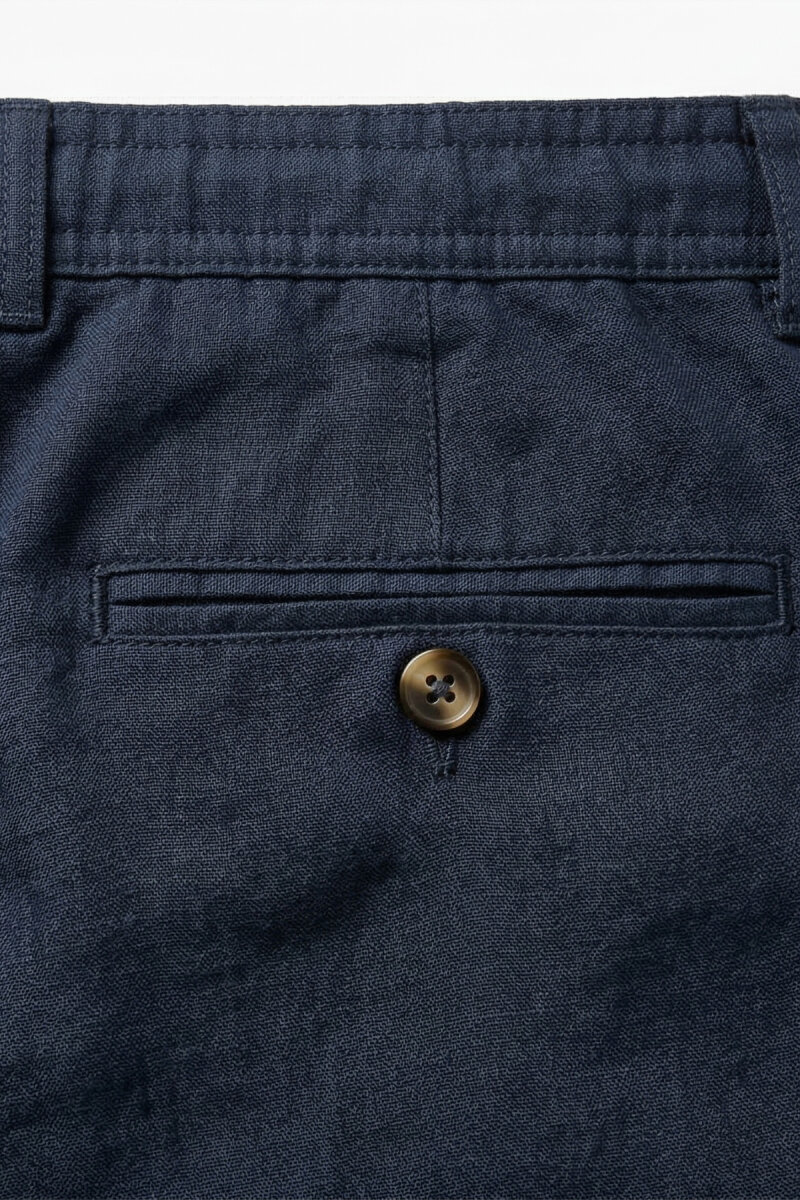 Lacivert %100 Keten Bermuda Şort - 4