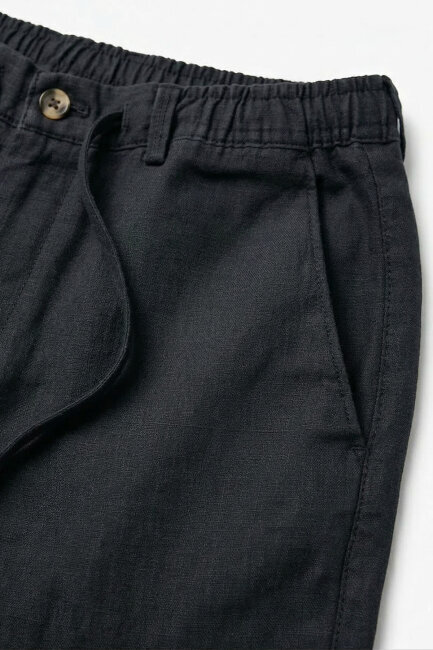 Siyah %100 Keten Bermuda Şort - 3