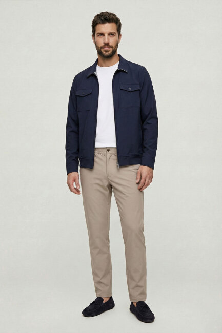 Lacivert Fermuarlı Mont - 5