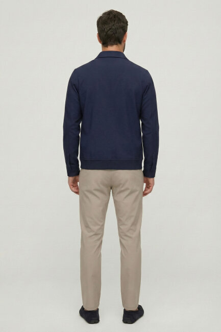 Lacivert Fermuarlı Mont - 6