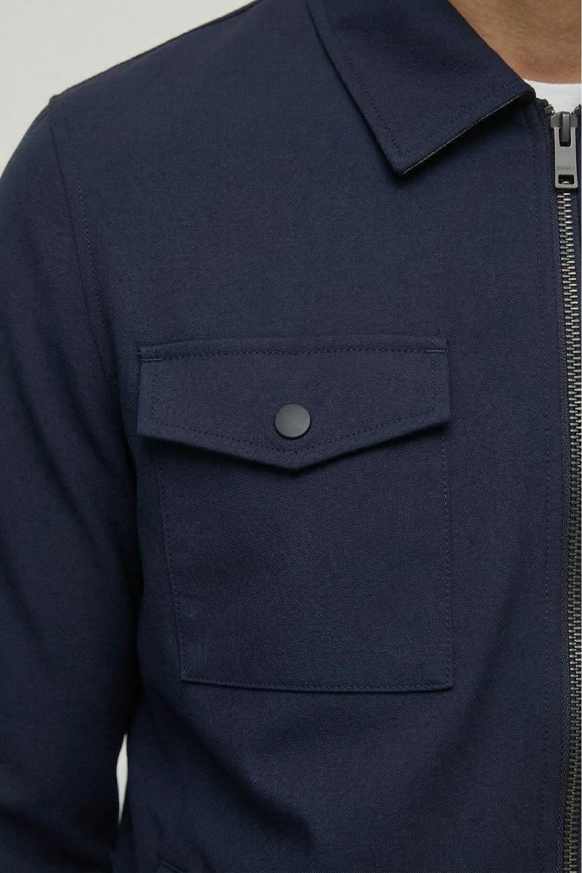 Lacivert Fermuarlı Mont - 3