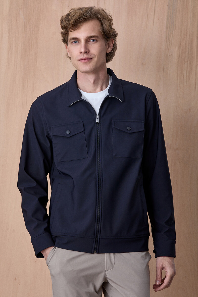 Lacivert Fermuarlı Mont