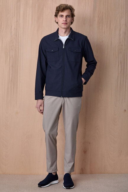 Lacivert Fermuarlı Mont - 3