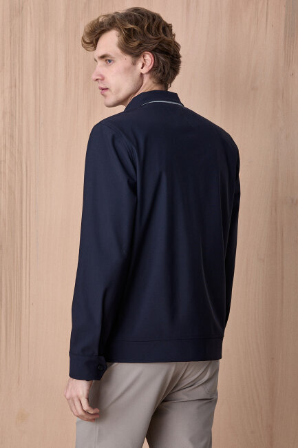 Lacivert Fermuarlı Mont - 6