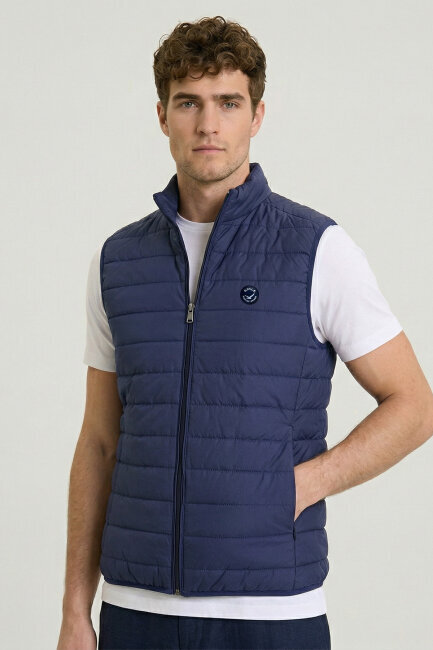 Navy Blue Puffer Vest - 1