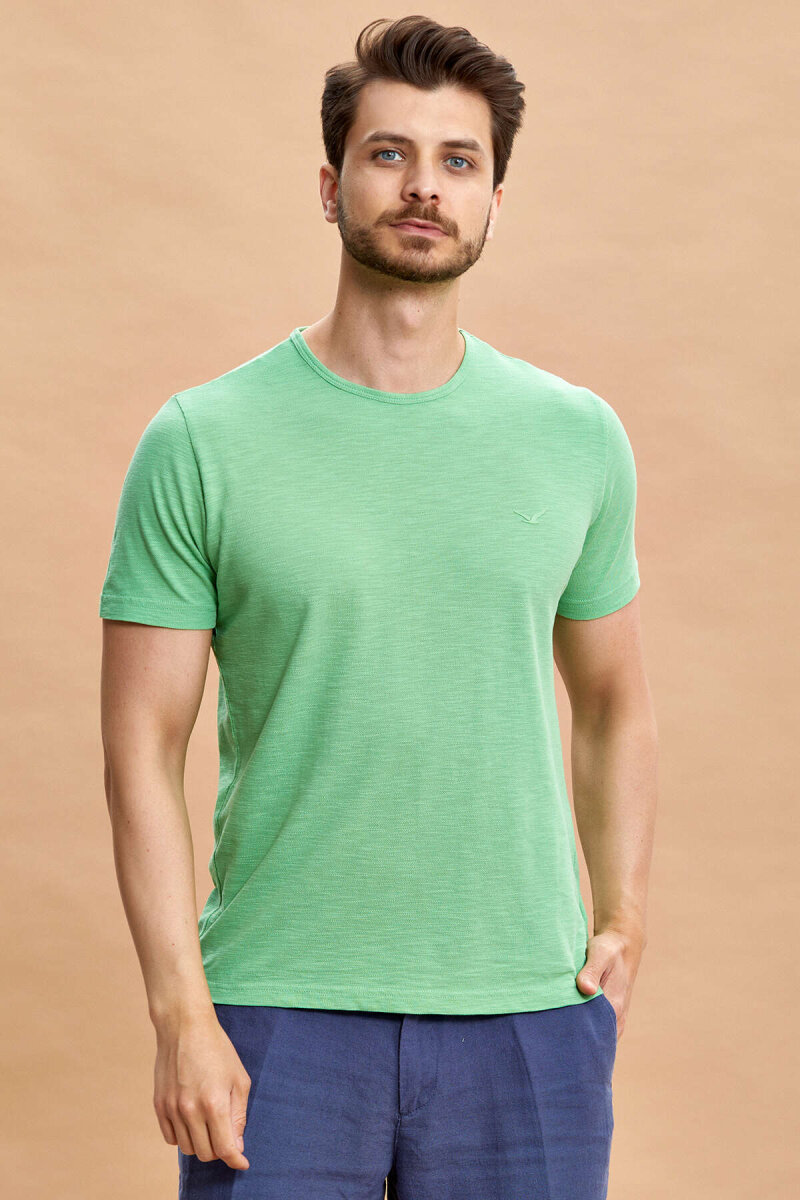 Green 100% Cotton Basic T-shirt - 2