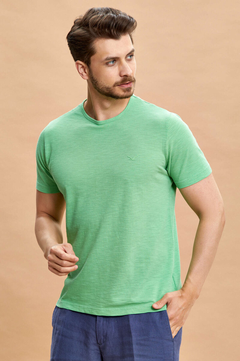 Green 100% Cotton Basic T-shirt - 5