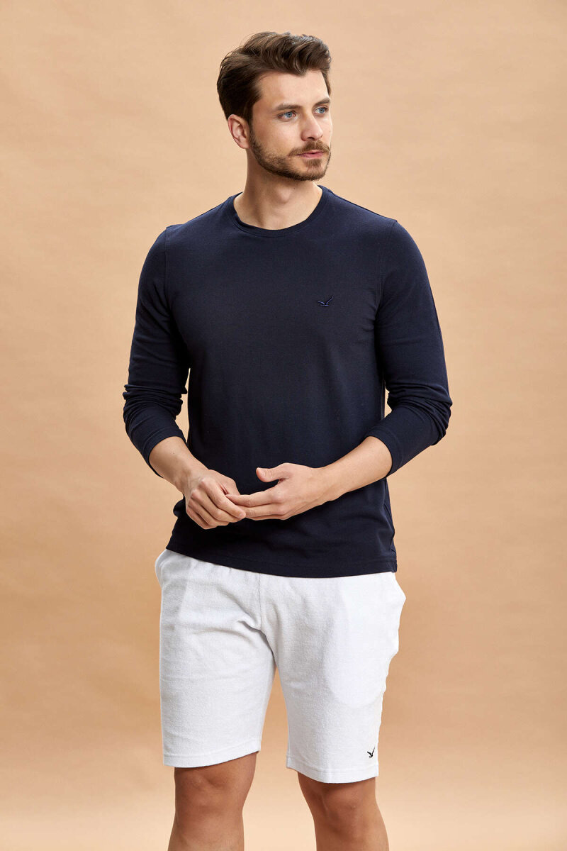 Lacivert Pamuklu Sweatshirt - 5