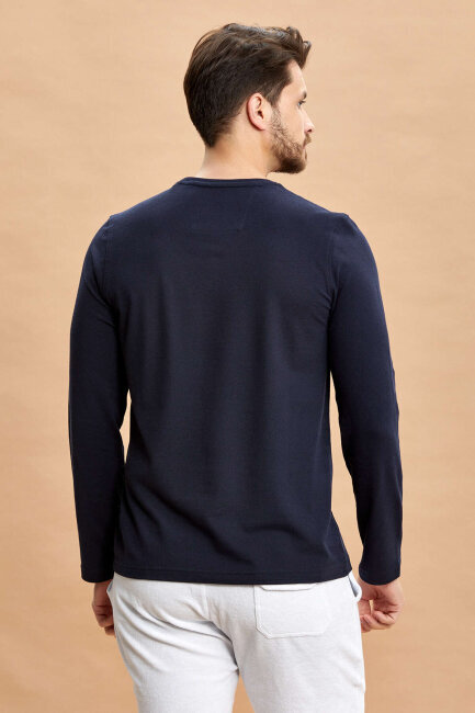 Lacivert Pamuklu Sweatshirt - 7