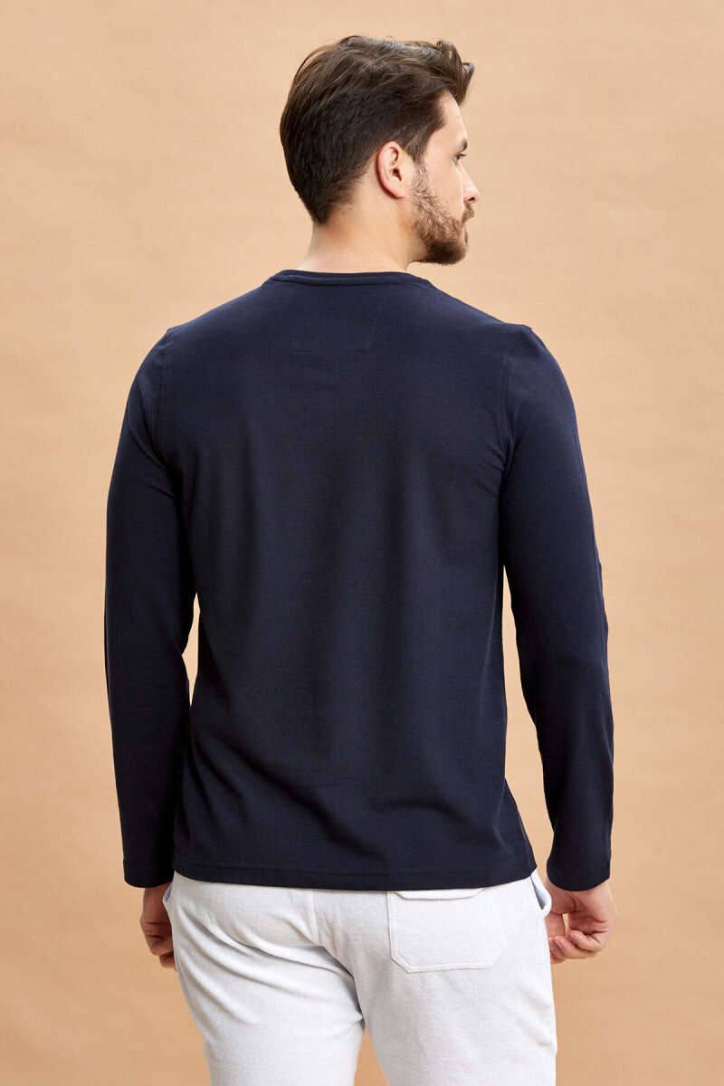 Lacivert Pamuklu Sweatshirt - 7