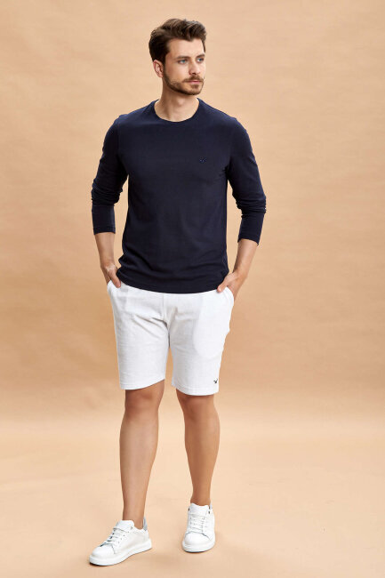 Lacivert Pamuklu Sweatshirt - 3