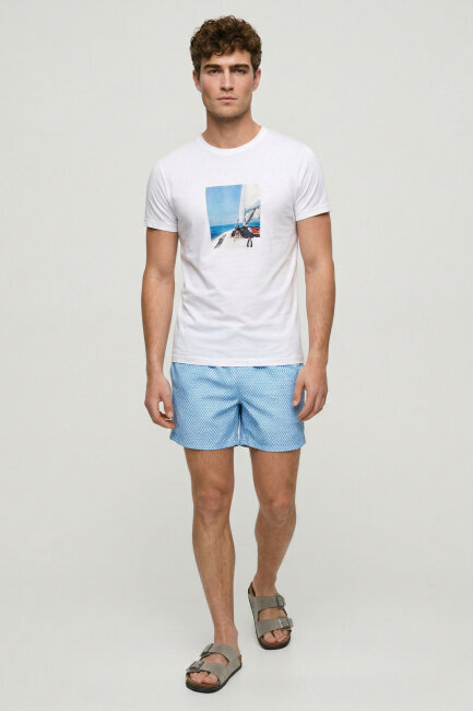 White 100% Cotton Printed T-shirt - 5