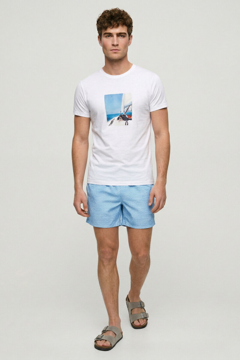 White 100% Cotton Printed T-shirt - 5