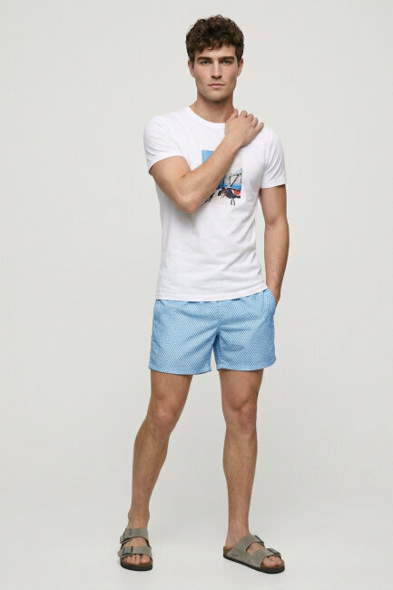 White 100% Cotton Printed T-shirt - 2