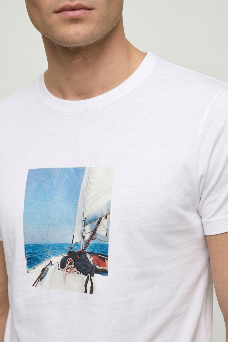 White 100% Cotton Printed T-shirt - 3