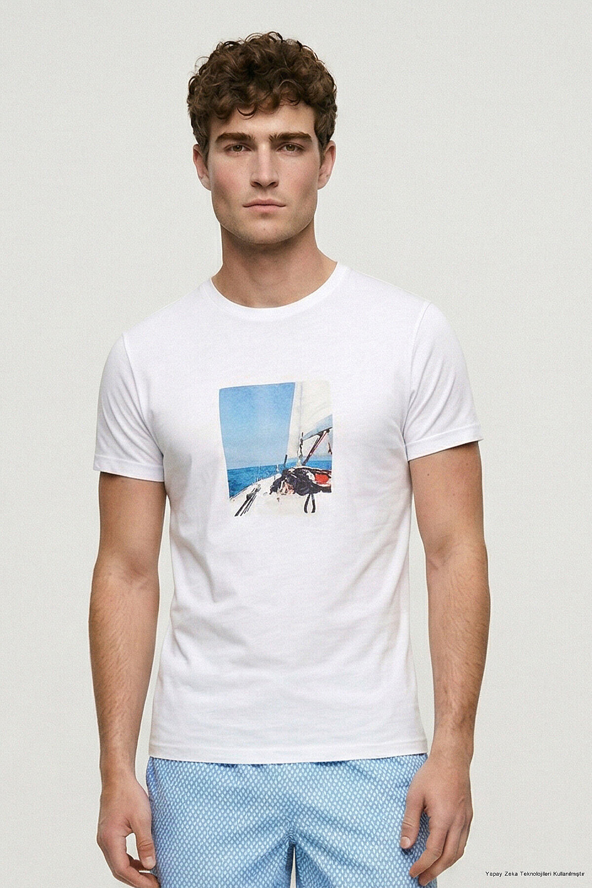 White 100% Cotton Printed T-shirt - 1