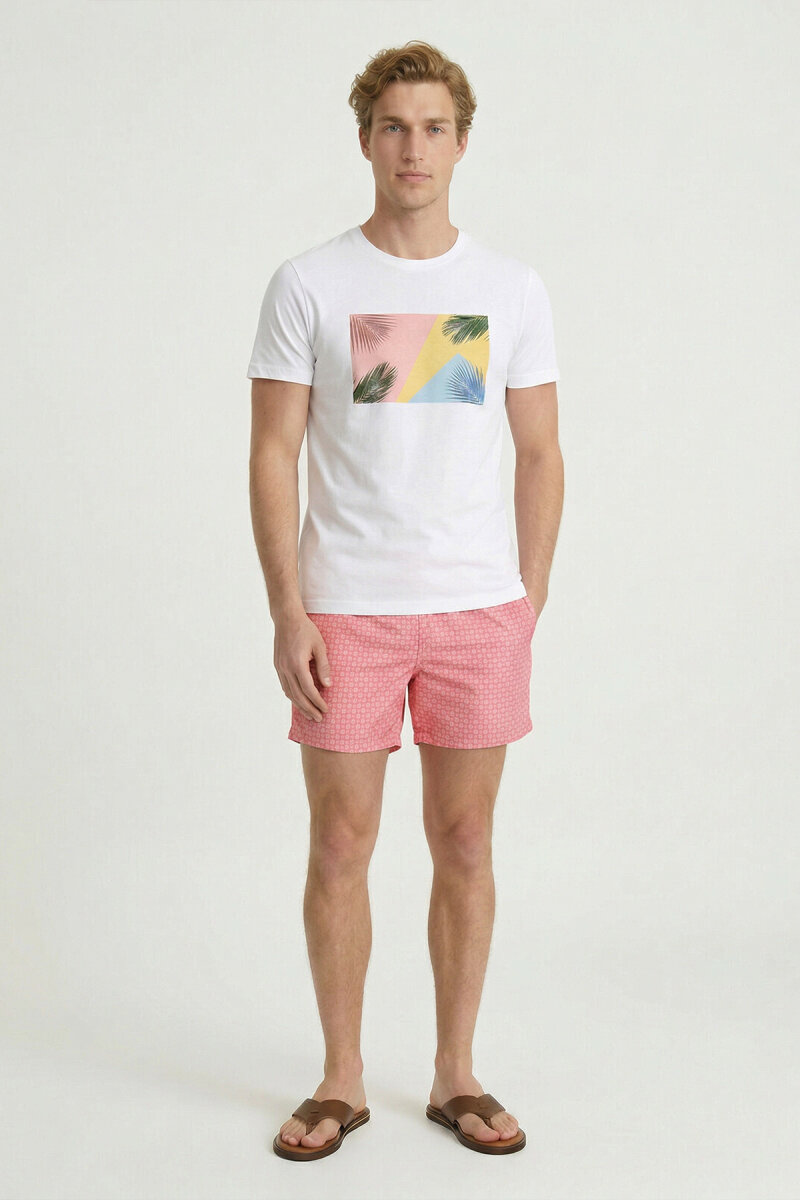 White 100% Cotton Printed T-shirt - 5