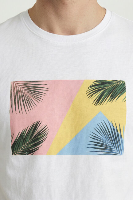 White 100% Cotton Printed T-shirt - 3