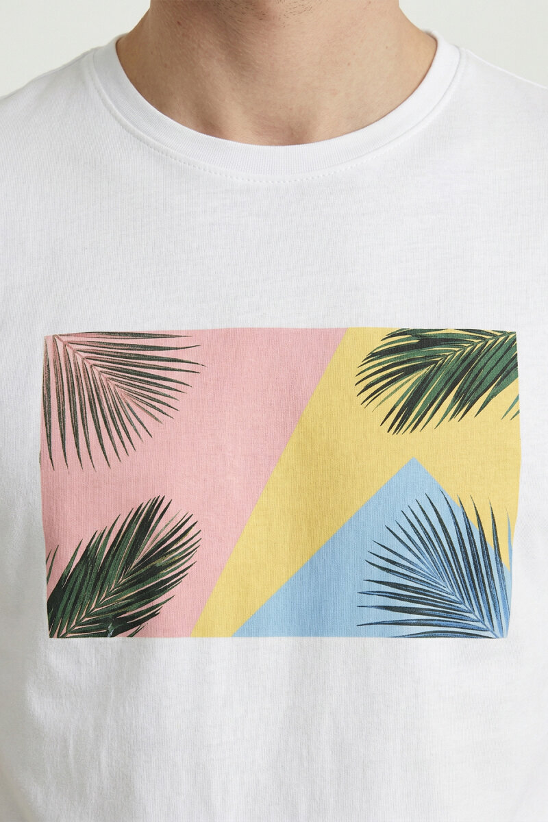 White 100% Cotton Printed T-shirt - 3