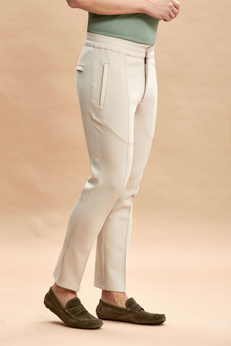 Bej Pamuklu Sweat Pantolon - 5