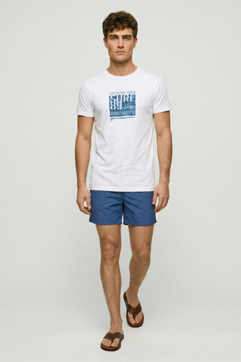 White 100% Cotton Printed T-shirt - 2