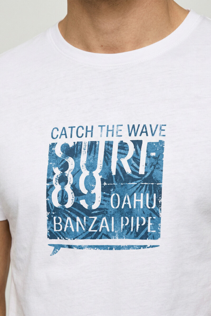 White 100% Cotton Printed T-shirt - 3