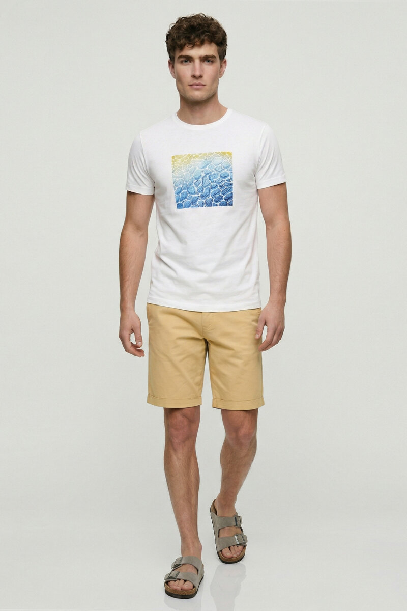 White 100% Cotton Printed T-shirt - 2