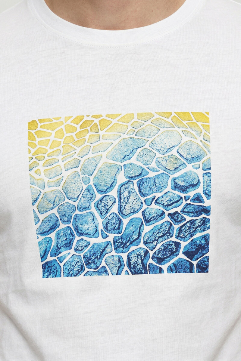 White 100% Cotton Printed T-shirt - 3