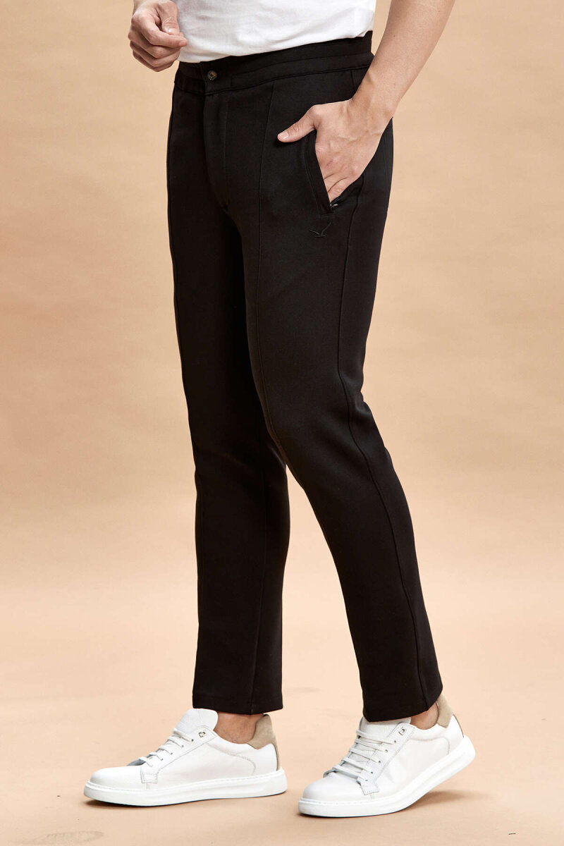 Siyah Pamuklu Sweat Pantolon - 3