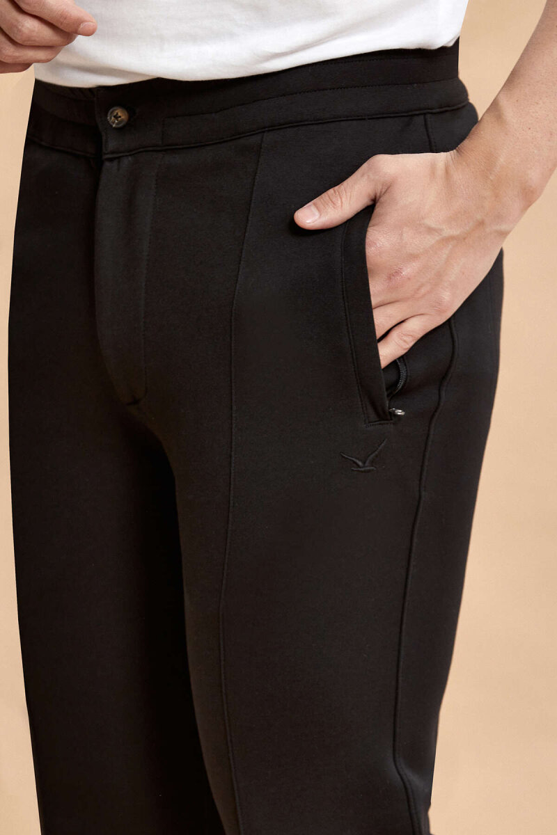 Siyah Pamuklu Sweat Pantolon - 4