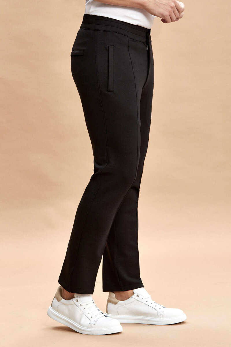 Siyah Pamuklu Sweat Pantolon - 5