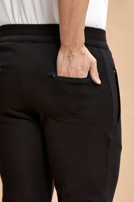 Siyah Pamuklu Sweat Pantolon - 7