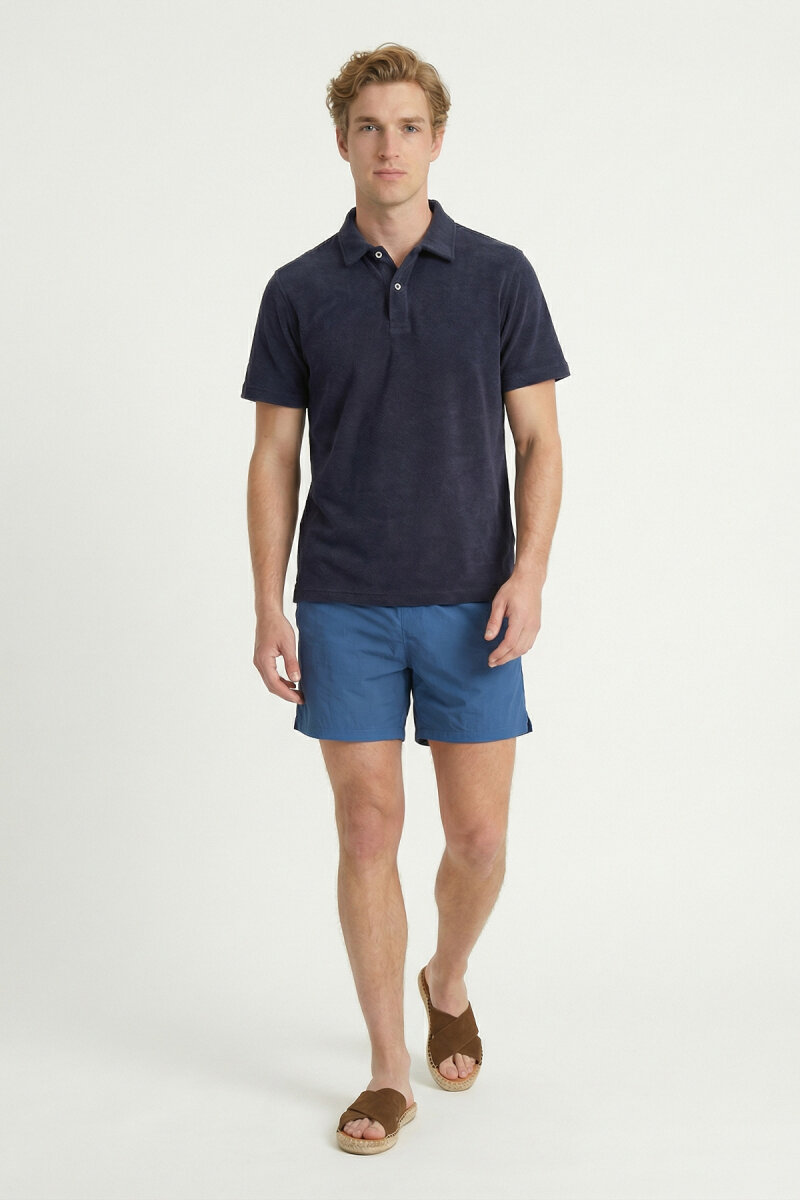 Navy Blue Towel Polo T-Shirt - 4