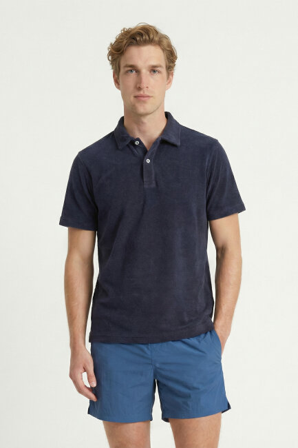 Navy Blue Towel Polo T-Shirt - 5