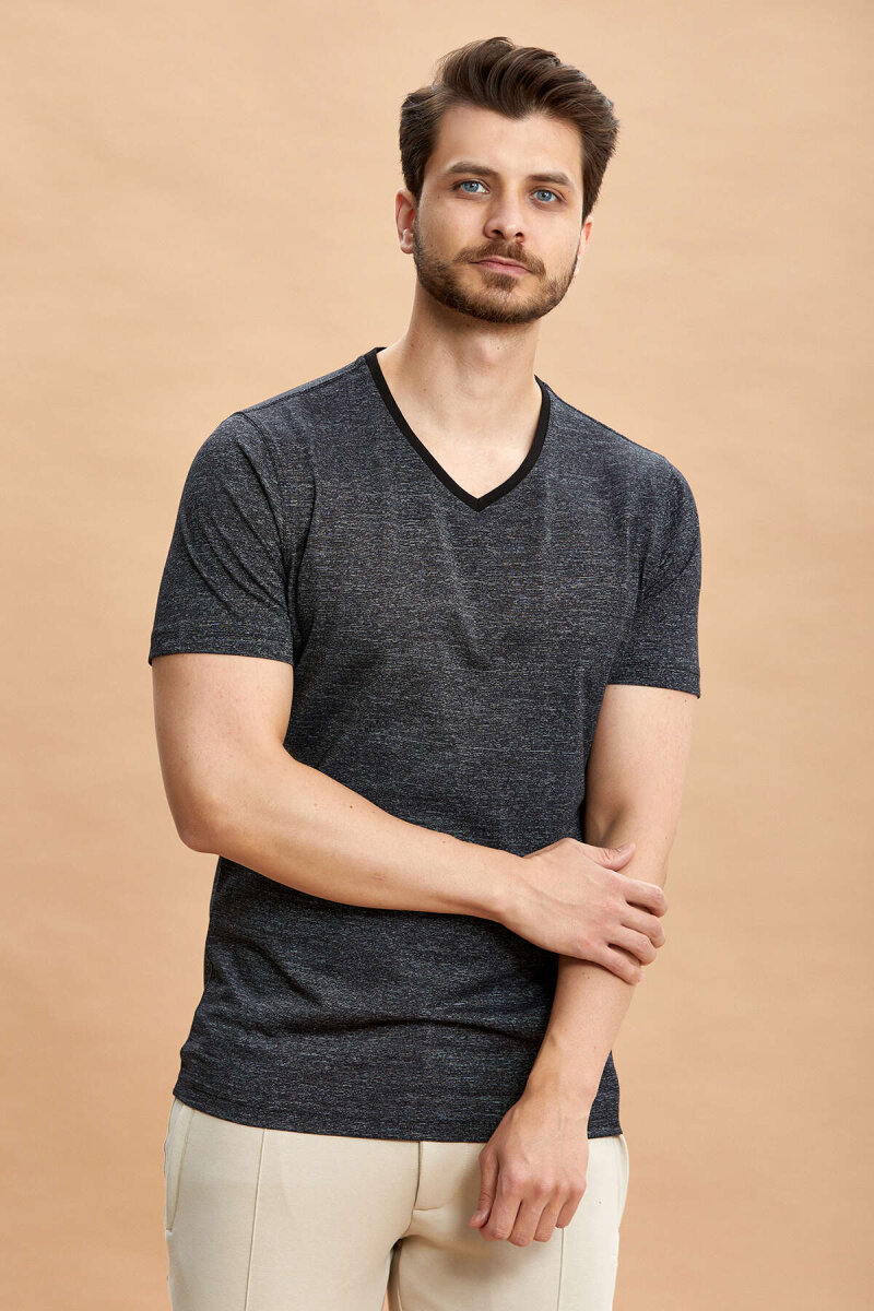 Black 100% Cotton V-Neck T-shirt (1)