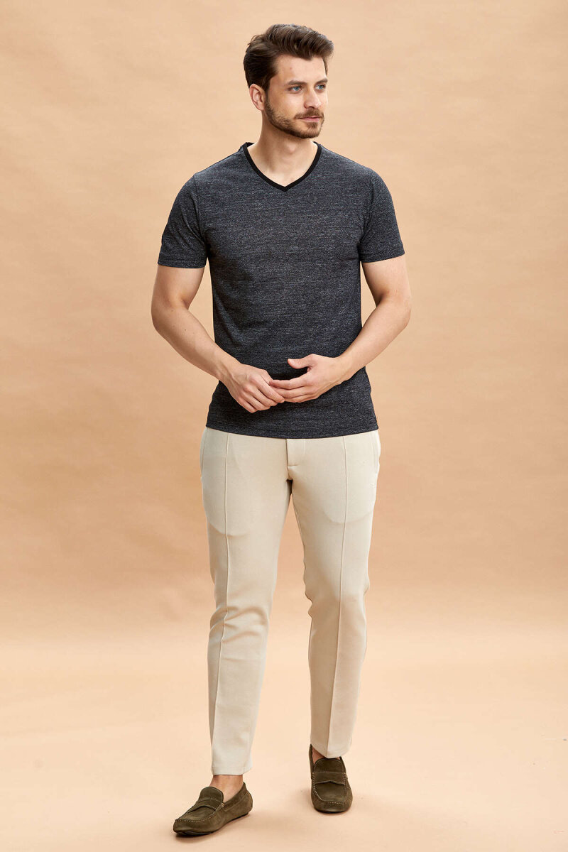 Black 100% Cotton V-Neck T-shirt - 3