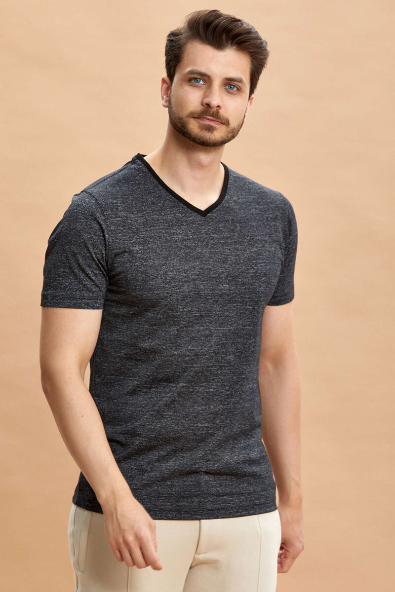 Black 100% Cotton V-Neck T-shirt - 5