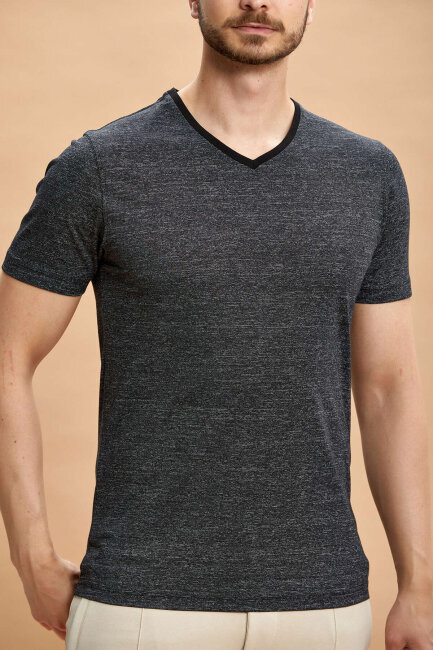 Black 100% Cotton V-Neck T-shirt - 6