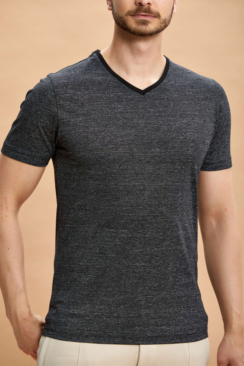 Black 100% Cotton V-Neck T-shirt - 6