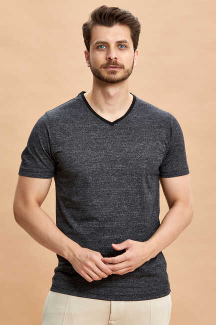 Black 100% Cotton V-Neck T-shirt Black