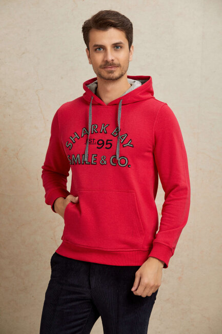 Fuşya %100 Pamuk Kapüşonlu Sweatshirt - 2