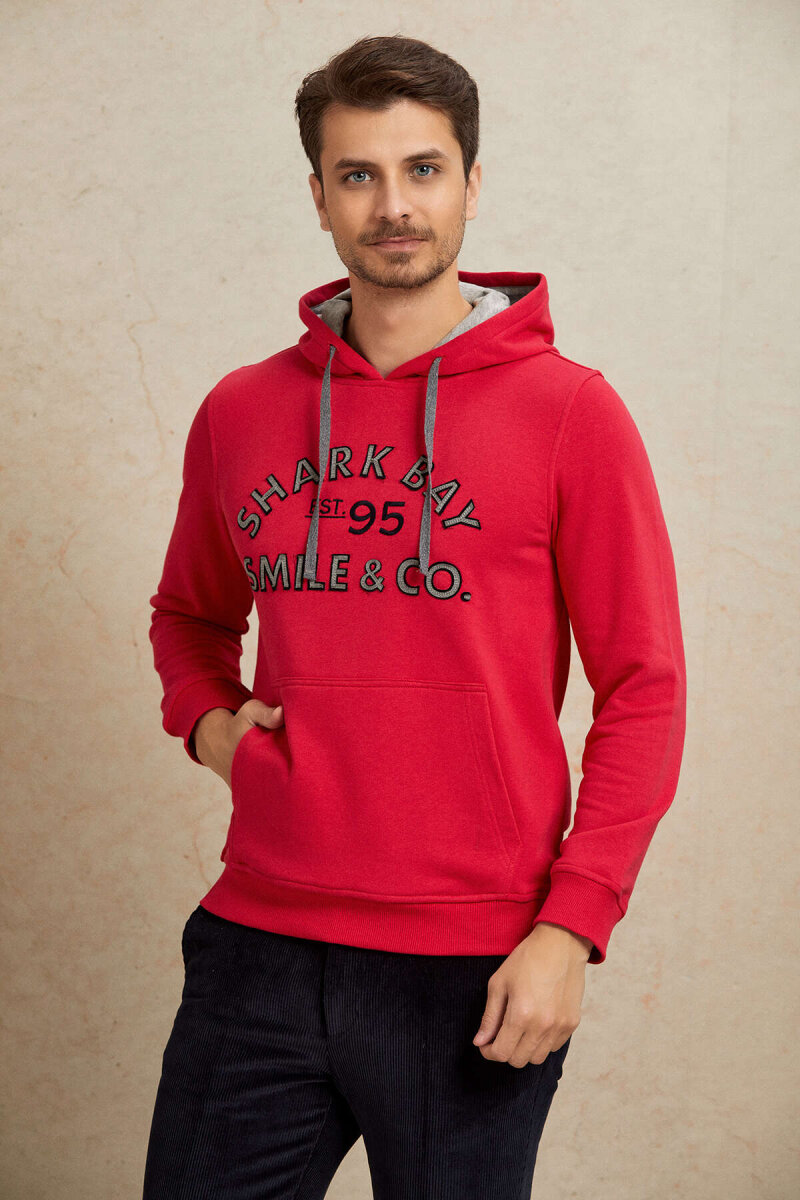 Fuşya %100 Pamuk Kapüşonlu Sweatshirt (1)