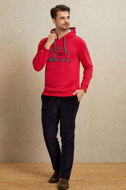 Fuşya %100 Pamuk Kapüşonlu Sweatshirt - 3