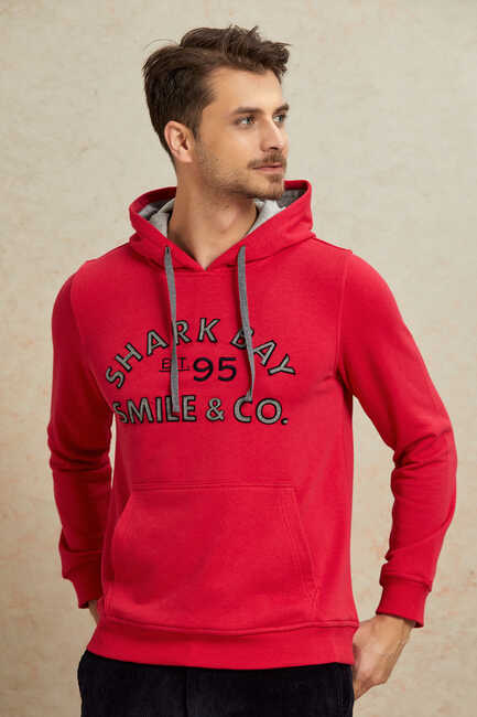 Fuşya %100 Pamuk Kapüşonlu Sweatshirt 