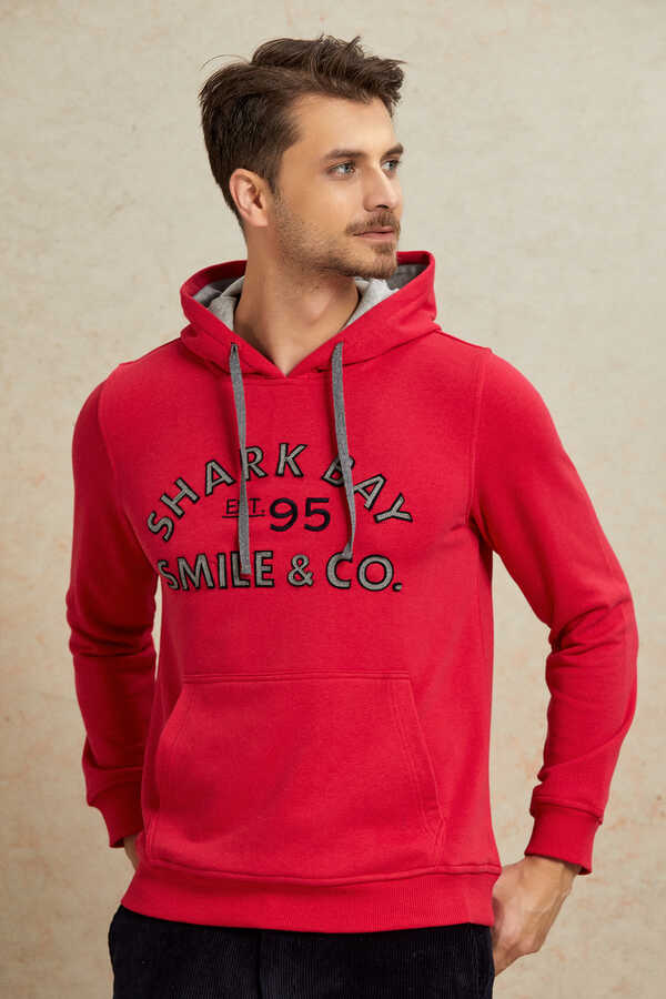 Fuşya %100 Pamuk Kapüşonlu Sweatshirt