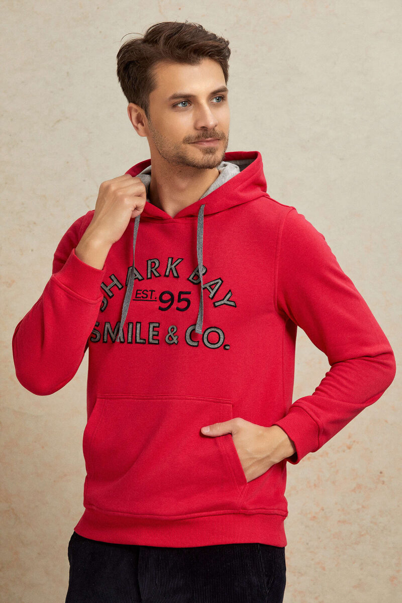 Fuşya %100 Pamuk Kapüşonlu Sweatshirt - 4