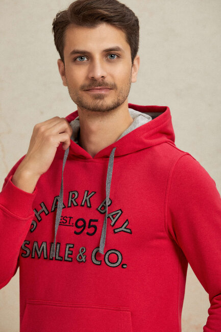 Fuşya %100 Pamuk Kapüşonlu Sweatshirt - 5