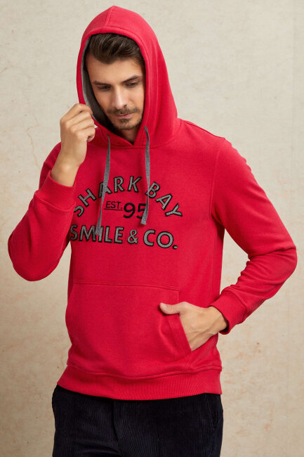 Fuşya %100 Pamuk Kapüşonlu Sweatshirt - 7