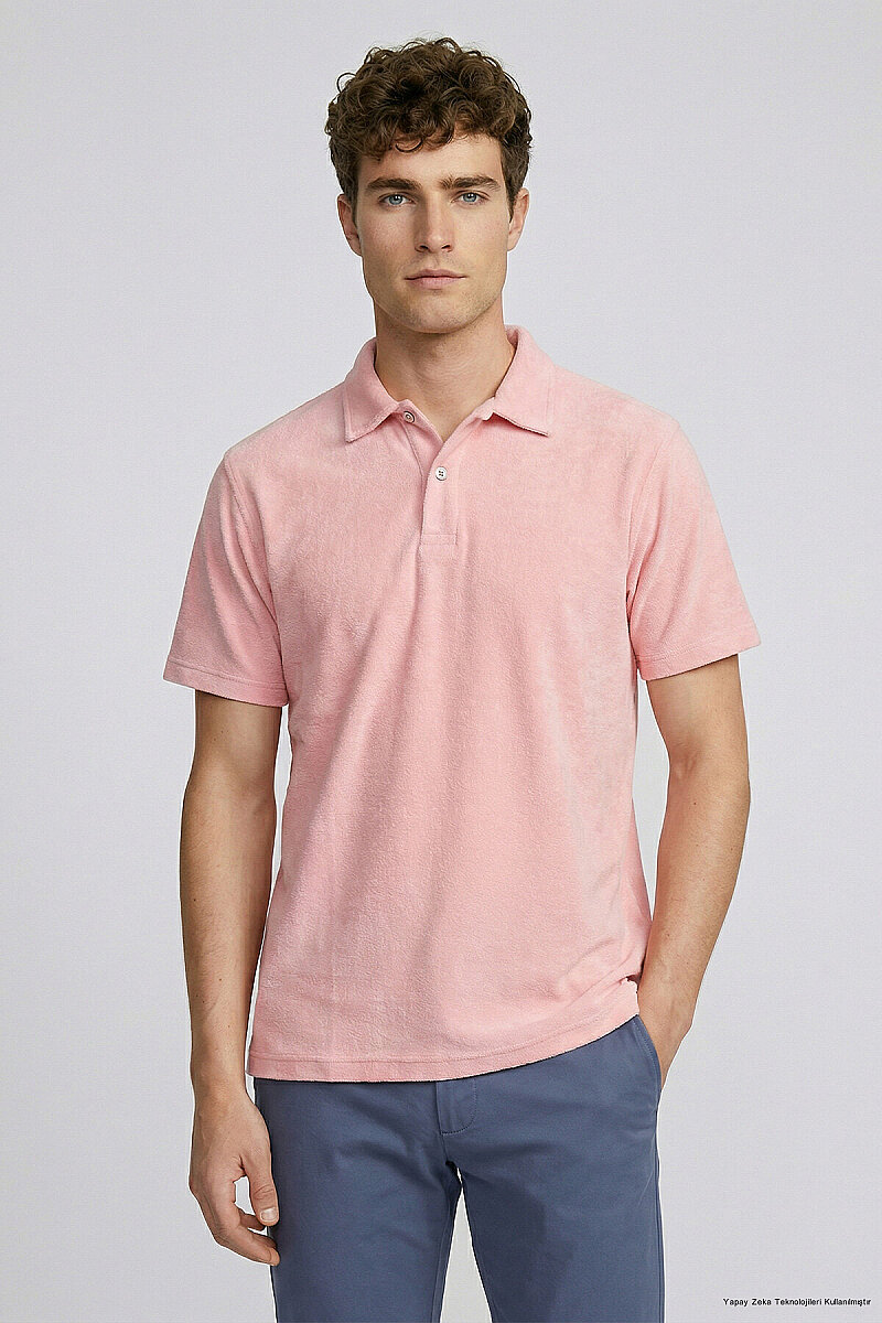 Pink 100% Cotton Terry Polo T-shirt